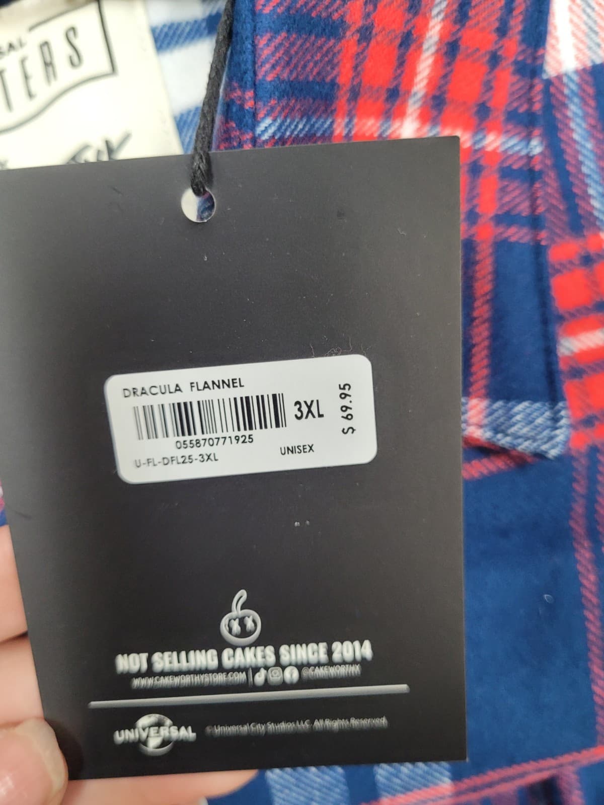 New Cakeworthy Universal Monsters Dracula Flannel Size 3XLarge US 6
