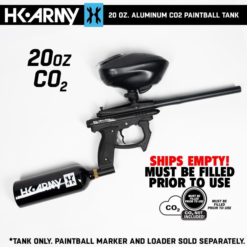 CLEARANCE HK Army 20oz Aluminum CO2 Paintball Tank - Black - 2024 Hydro 2