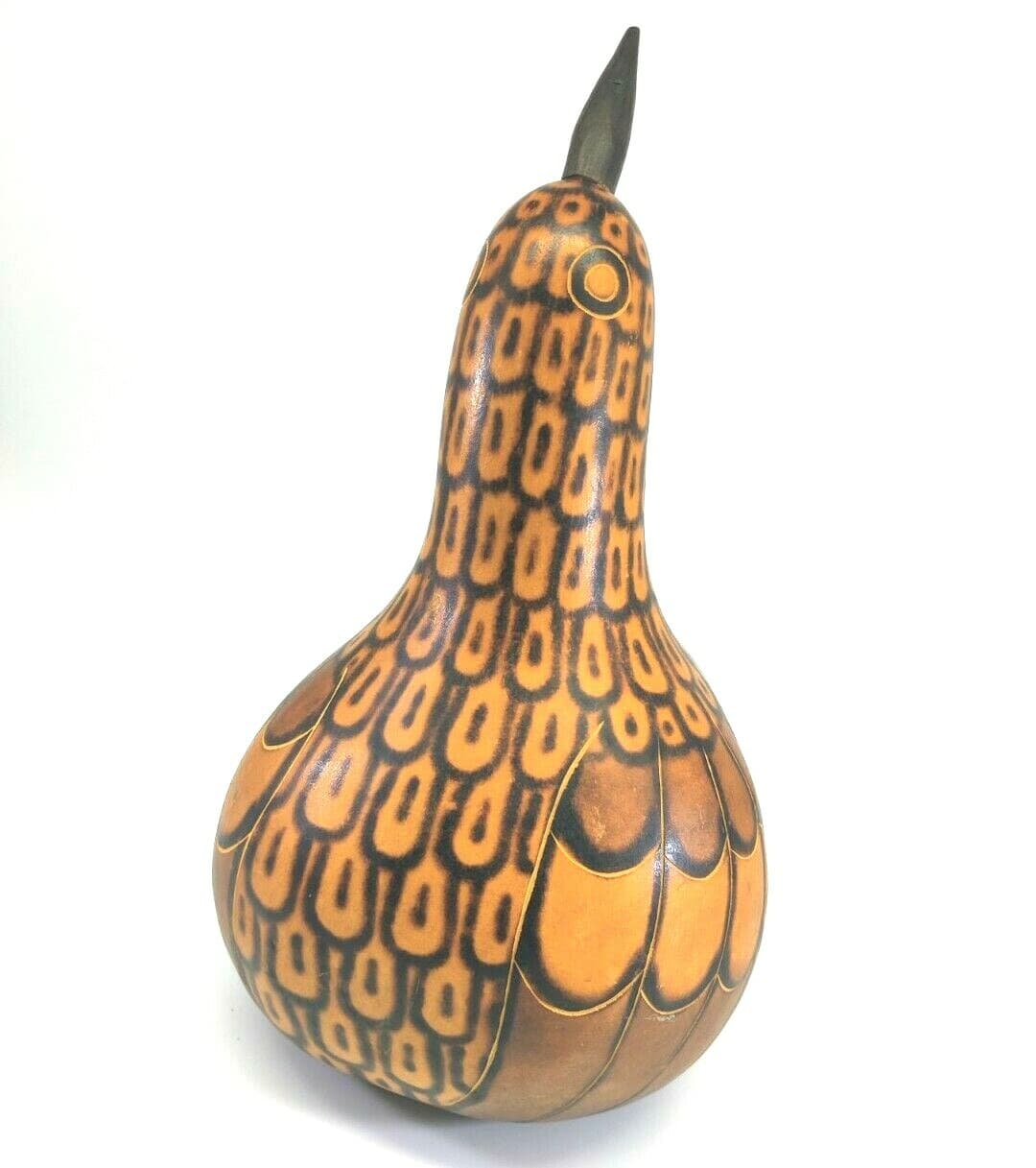 Carved Gourd Carved Rattle Shaker Bird 11 in. Tall 3
