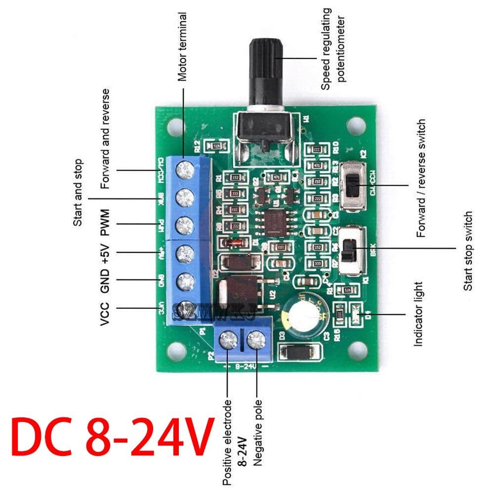 DC 12V/24V Brushless DC Motor Speed Regulator DC 8-26V BLDC PWM Speed Controller 5