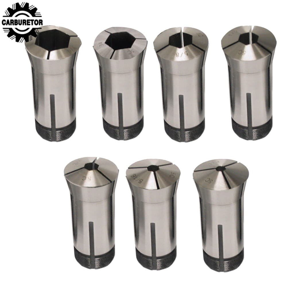 7Pcs Precision 5C Hex. Collet Set 1/4" 5/16" 3/8" 1/2" 5/8" 3/4" 7/8" TIR 0.0006 6