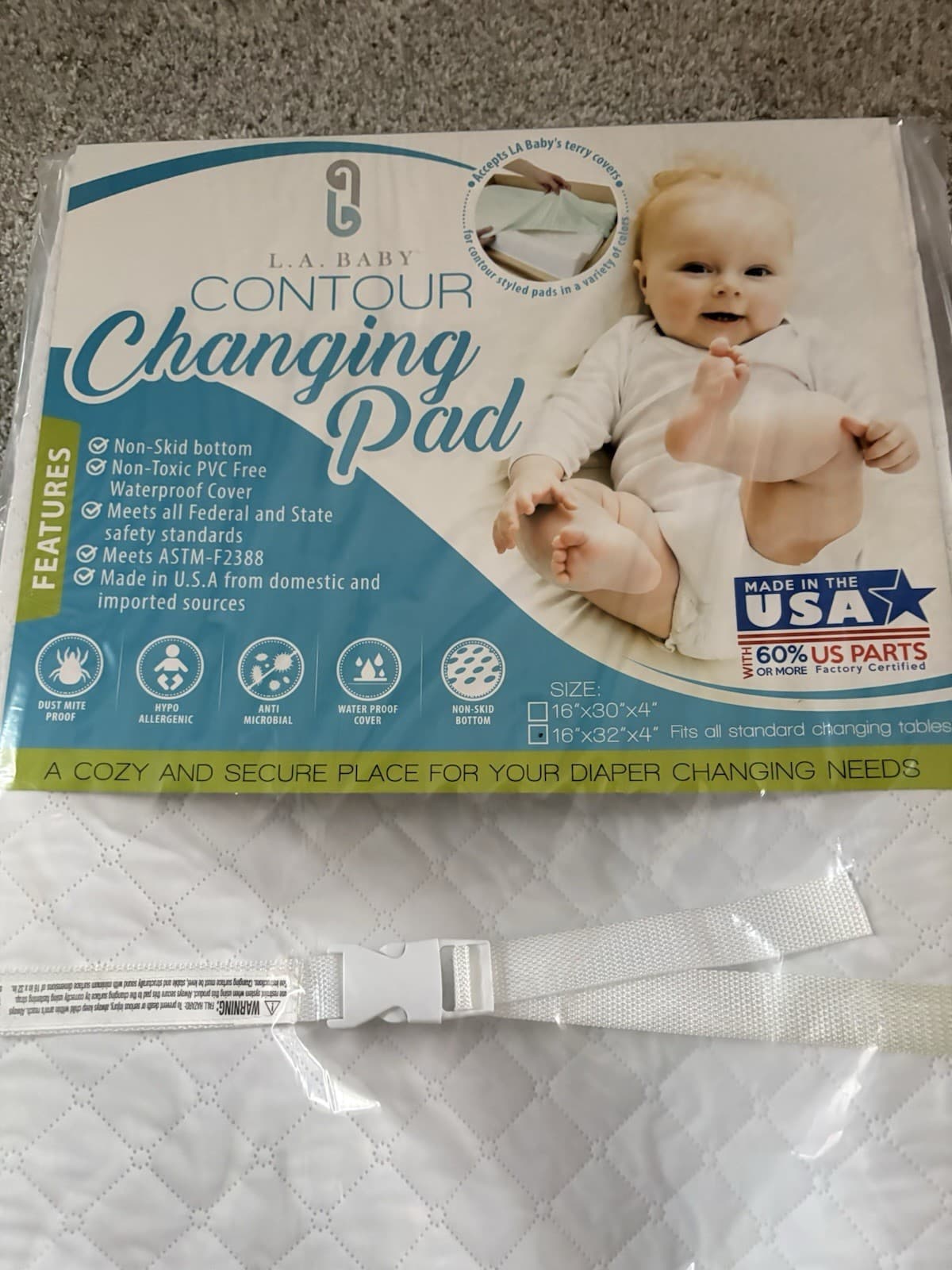 L A Baby P-3488-32QP 32 in. Contour Changing Pad-White 2