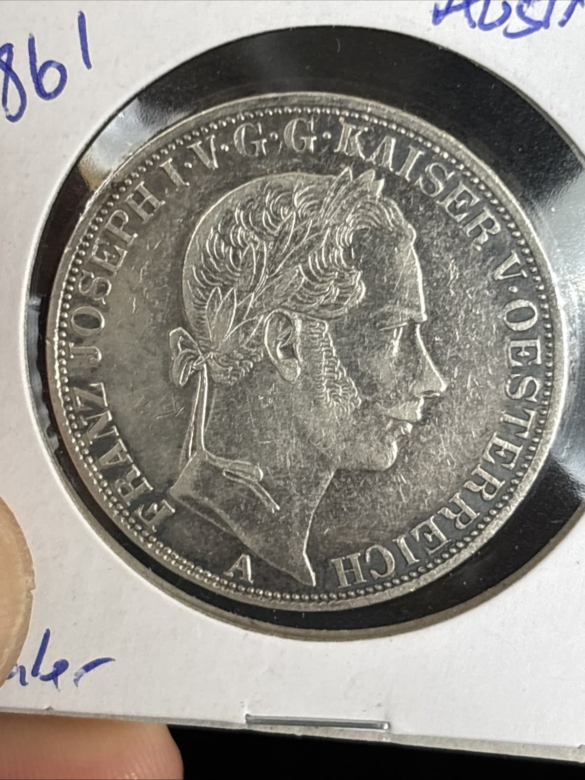 1861-A Austria Thaler - 1 Vereinsthaler - Francis Joseph I - World Silver 3