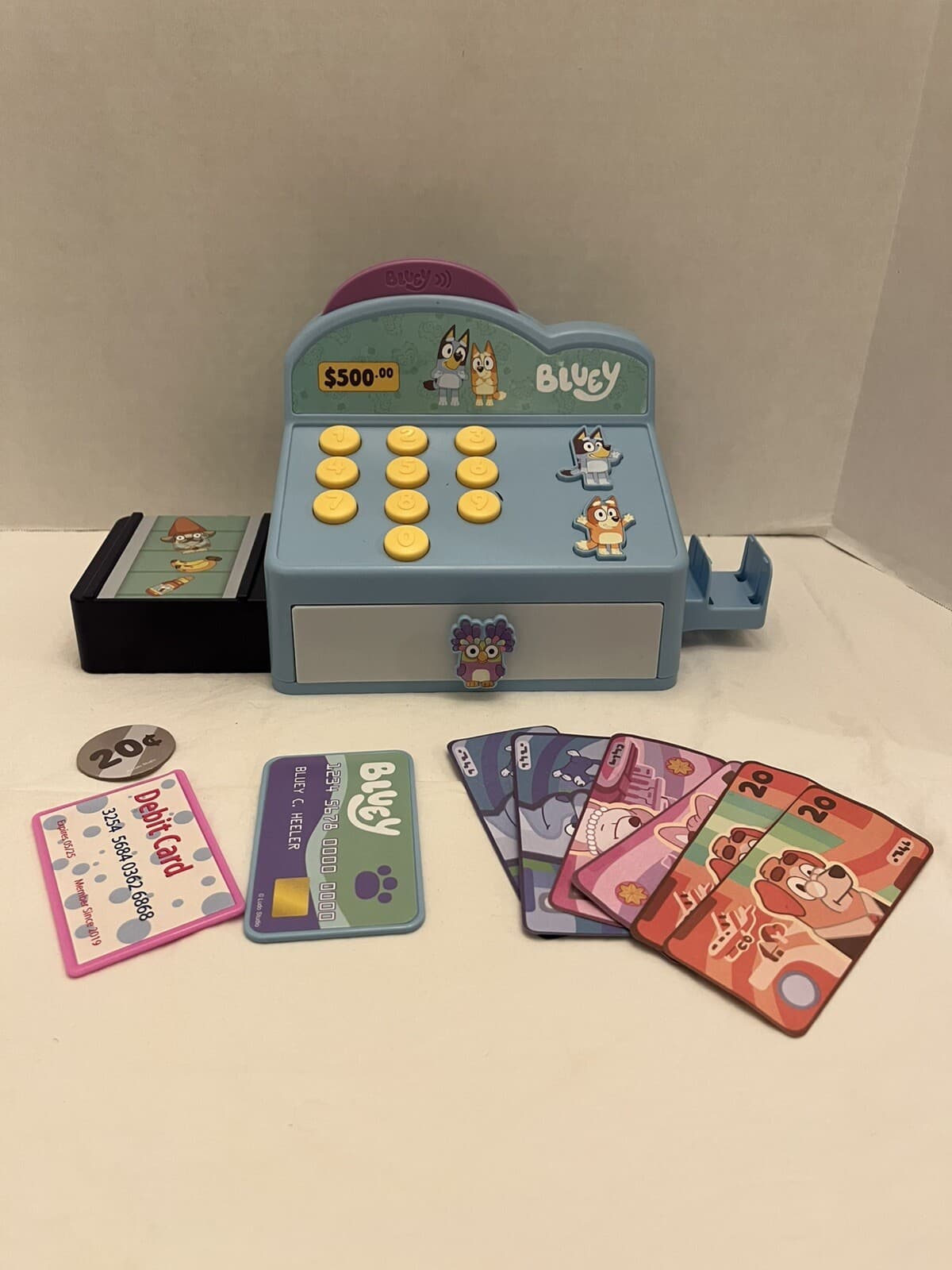 Bluey Cash Register Incomplete (Credit Card, Dollars, And Some Coins) Tested