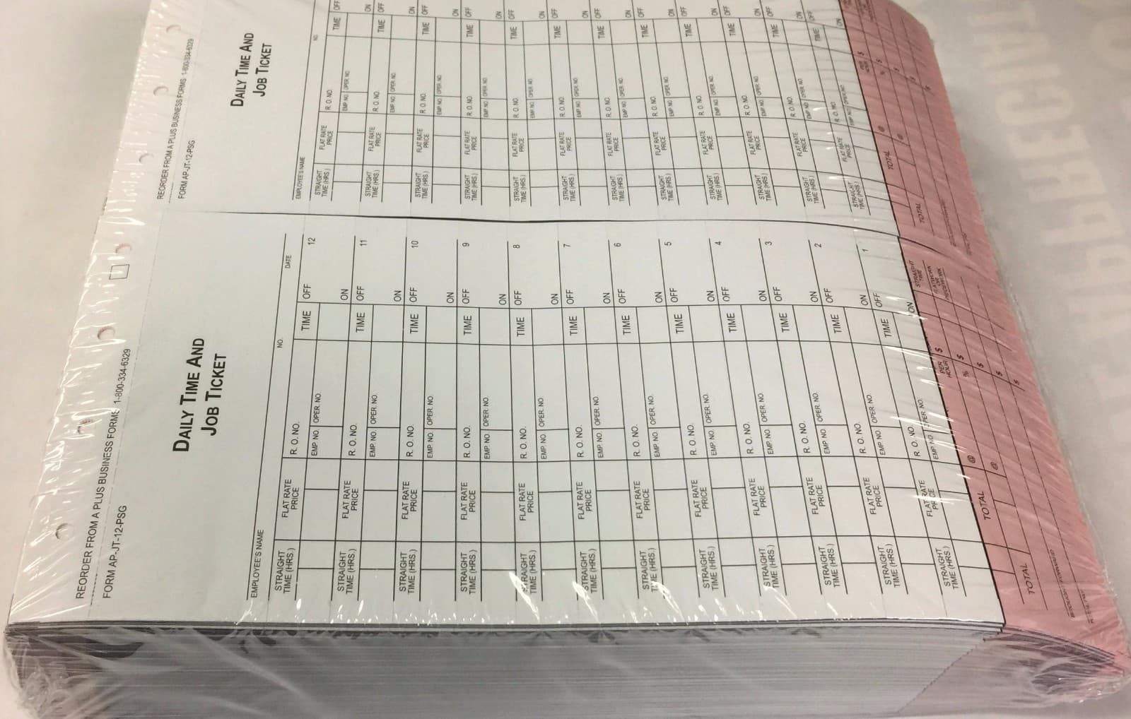 Mechanic's Daily Time & Job Tickets • JT-12 Flag Sheets • Qty. 500 • (V2) 4