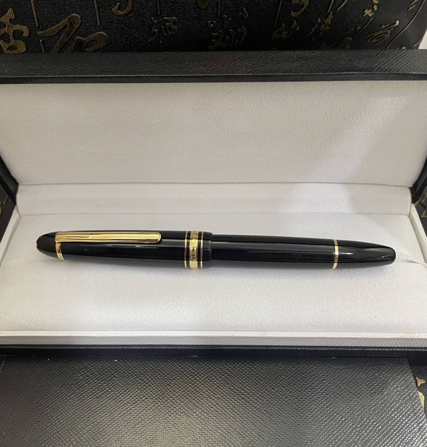 Perfect Piston Inking Resin Series Bright Black-Gold Clip Fountain Pen No Box 5