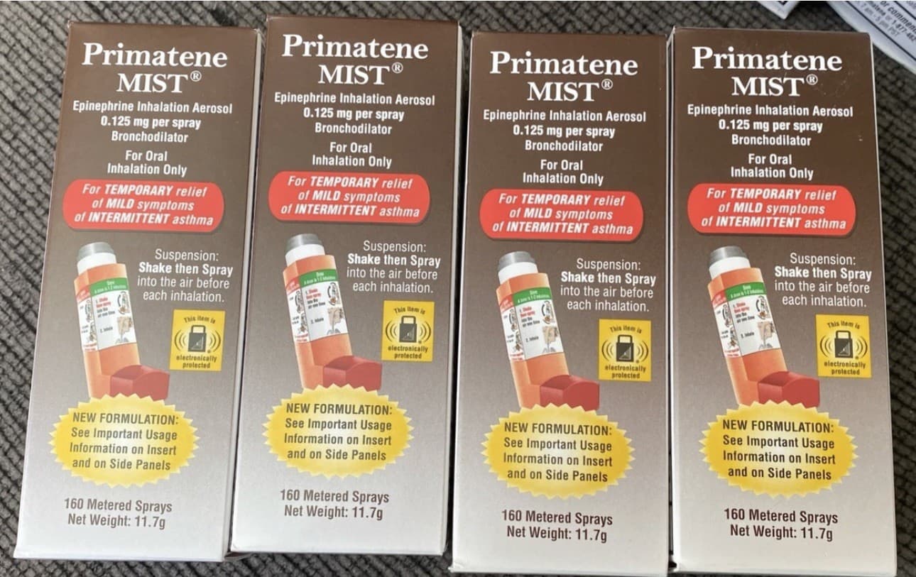 4 Pack Primatene Mist Epinephrine Inhalation Aerosol 160 Sprays Exp 02/2027+