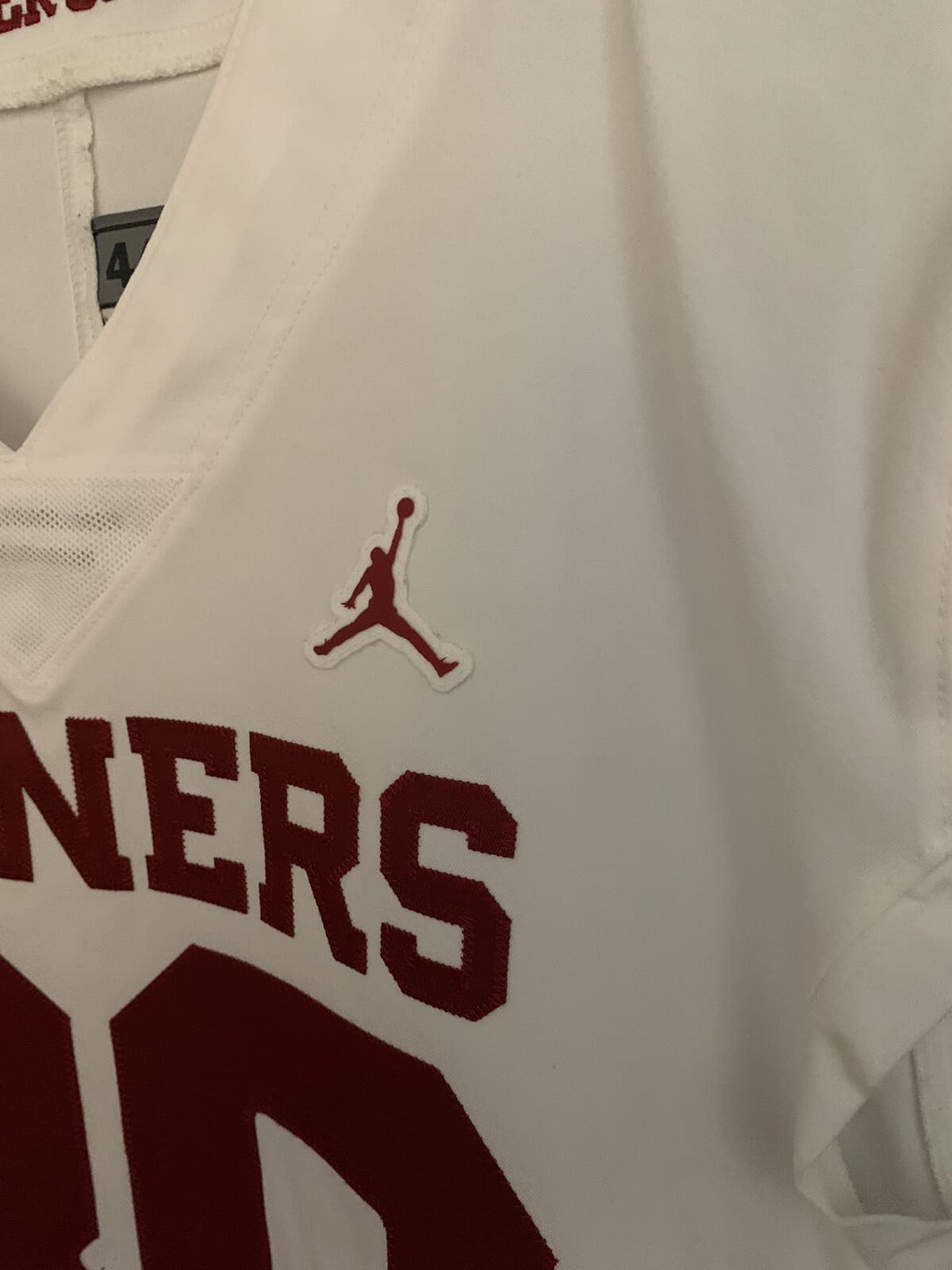 Oklahoma Sooners Authentic Team Game Issued Used Jordan Jumpman Jersey sz 44 3