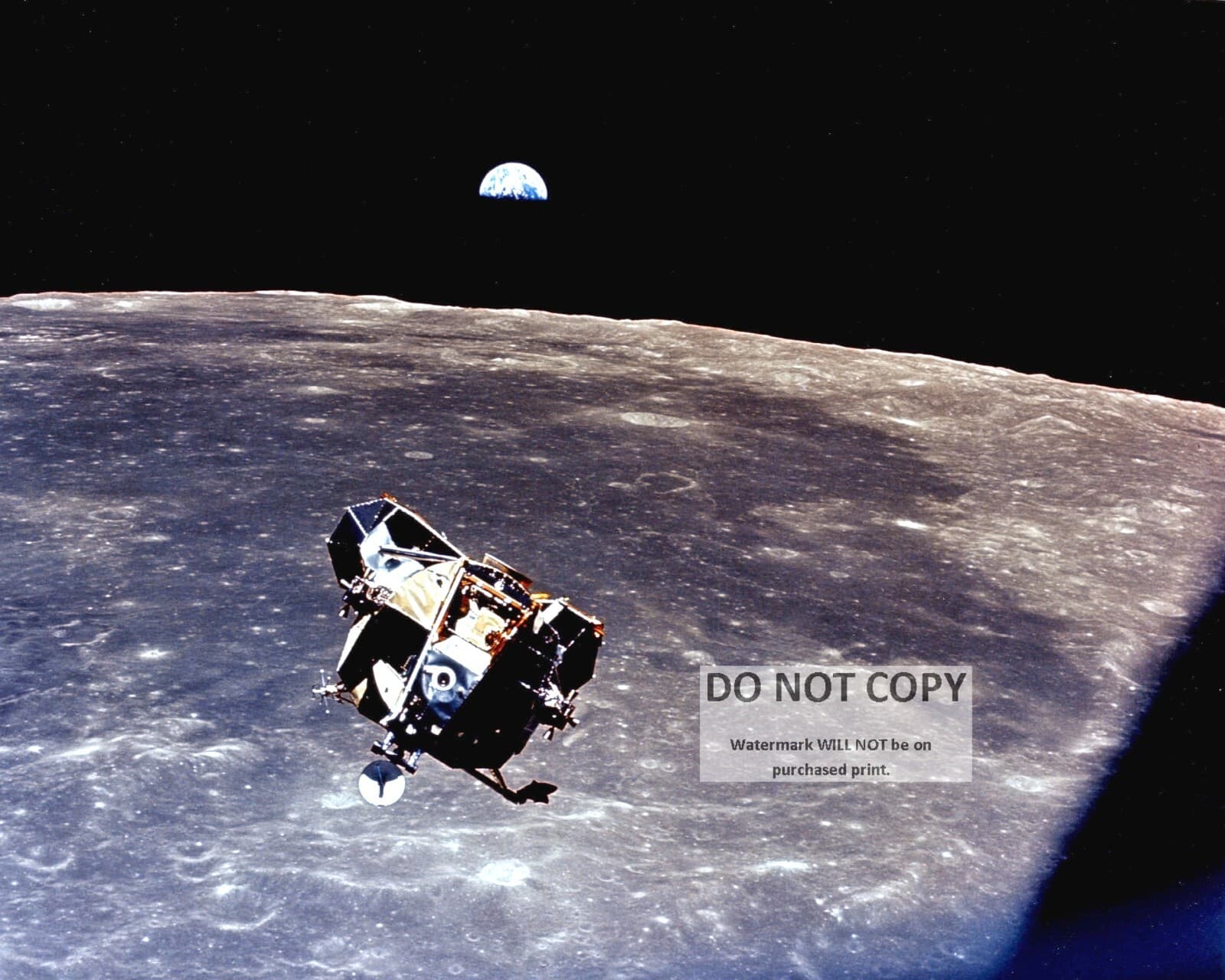 EARTH VIEW AS LUNAR MODULE "EAGLE" LEAVES MOON ON APOLLO 11  8X10 PHOTO (EP-048)