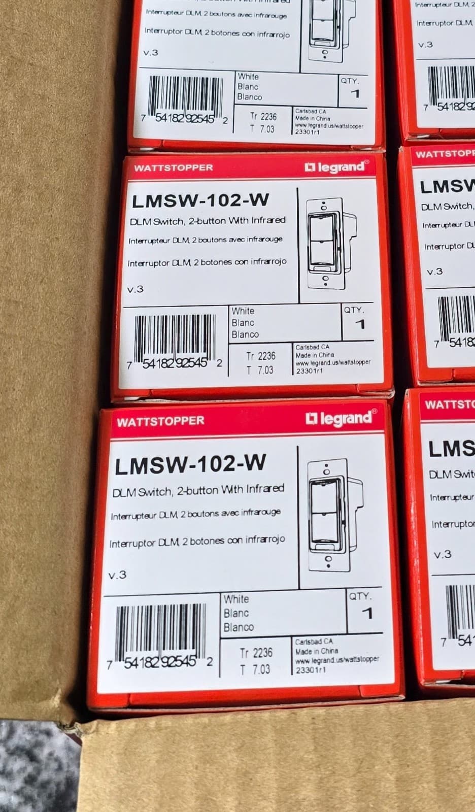 BRAND NEW Legrand WattStopper  LMSW-102-W  2 Button Digital Wall Switch White 2