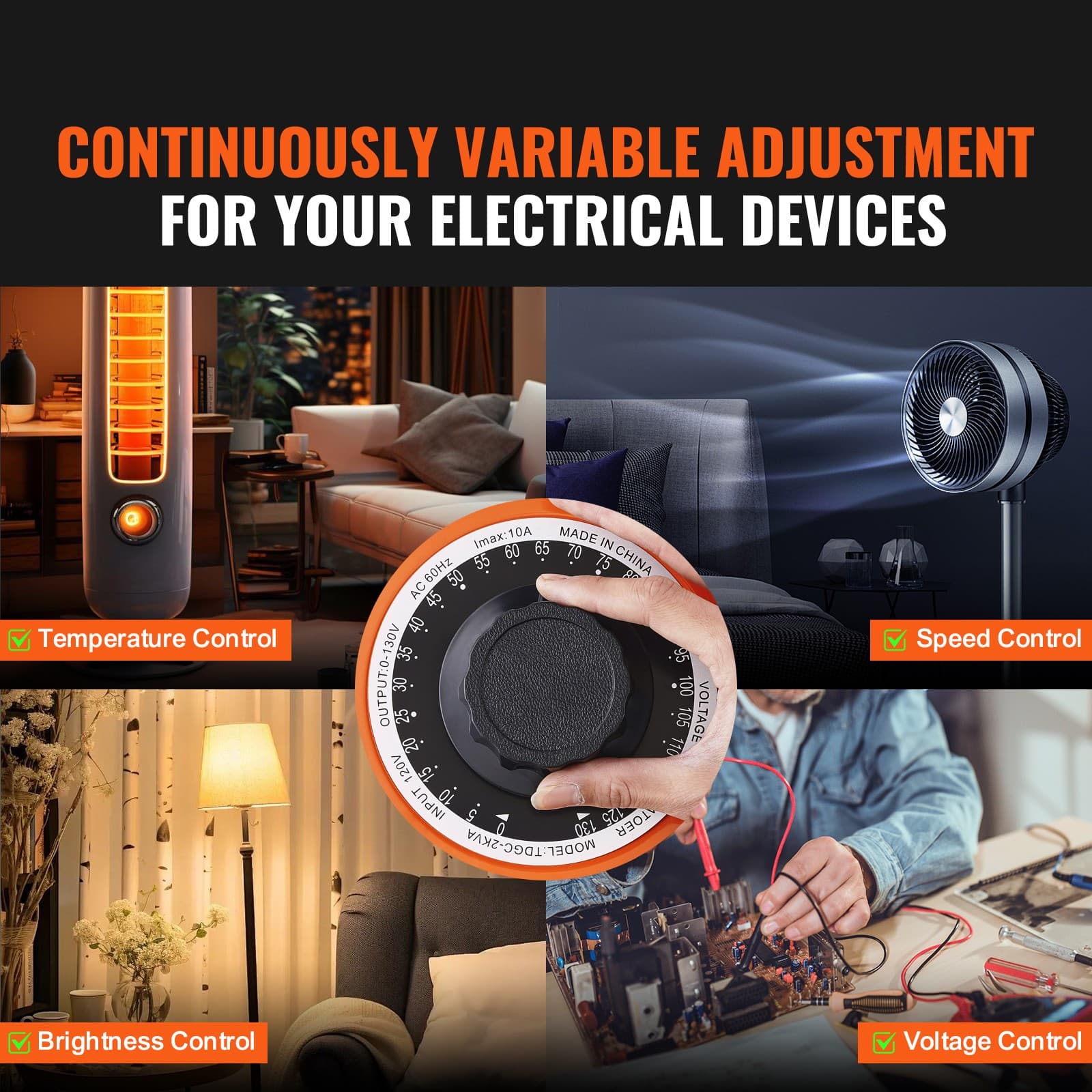 20Amp Variac Transformer Variable AC Voltage Regulator Metered 2000VA 0-130V 2