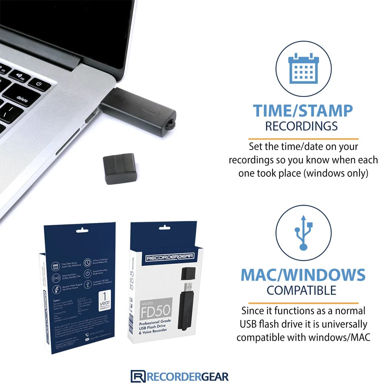 FD50 Voice Activated Recorder, Hidden Mini Audio Recording Device, Long Battery 4