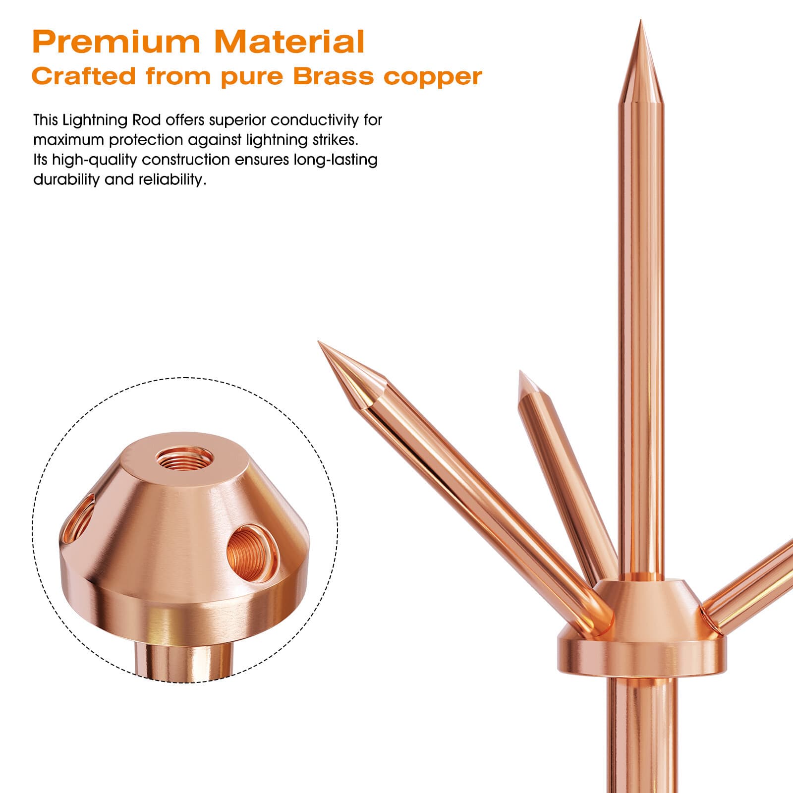 Lightning Rod,Copper Lightning Rod Protection System With 60 Feet Down Conductor 4