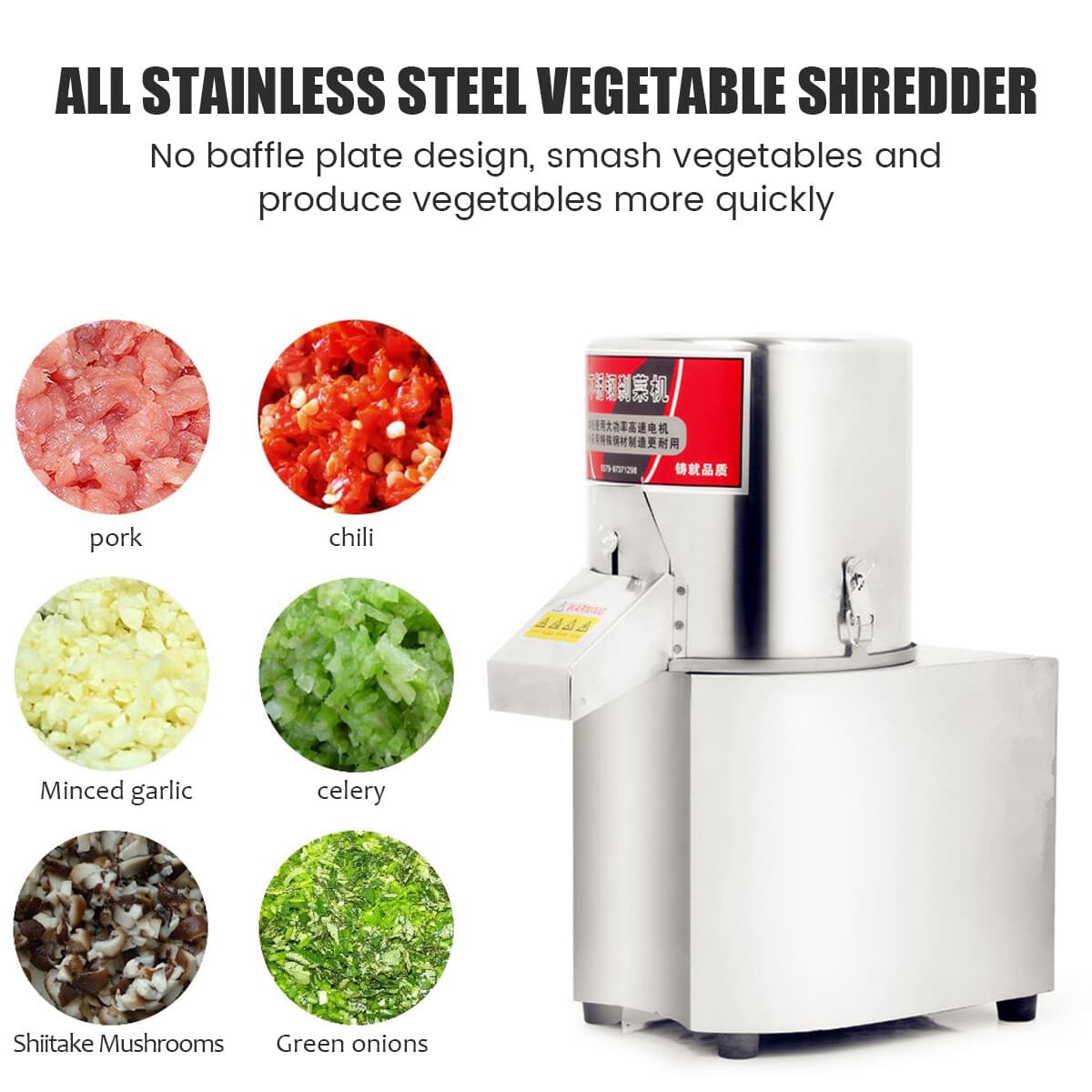 110V Electric Vegetable Chopper Stainless Steel Cutter Commercial Food Processor
