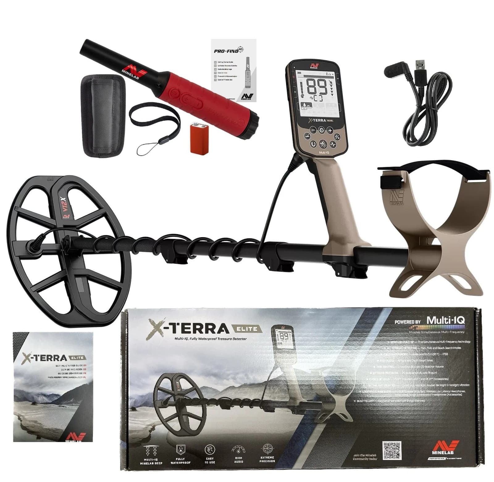 Minelab X-TERRA Elite Metal Detector PN: 3707-0002 + PF40 2