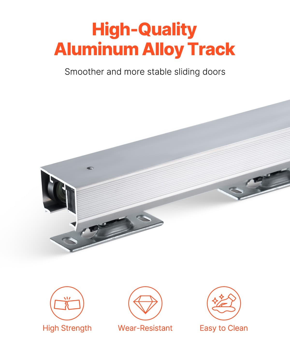 Pocket Door Track Kit 4.73 ft Heavy Duty Pocket Door Hardware Track Set 3 Wheels 3