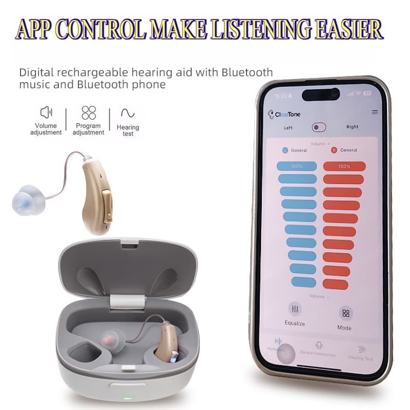 OTC Bluetooth Hearing Aids Rechargeable With App Control Digital Hearing Test 2