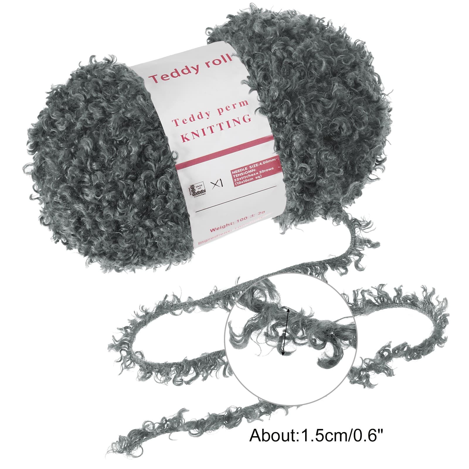 2pcs Fur Yarn Polyester Yarn Fluffy Chunky Yarn Dark Gray for Crocheting,50m 2