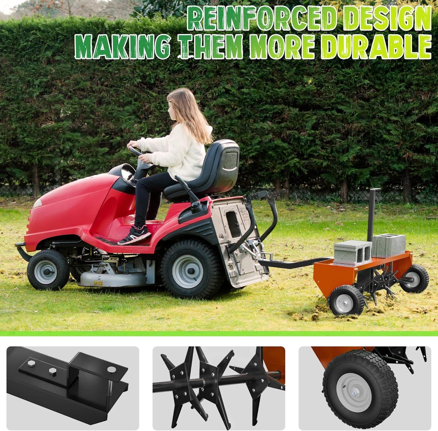 48" Lawn Aerator Tow Behind for Plug Aerating W/Extra-Wide for Lawn & Garden 5
