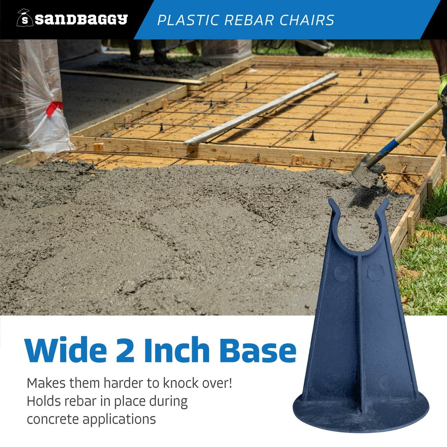 Sandbaggy 2-1/4 Inch Rebar Plastic Chair | Fits Rebar #3 to #5 | Heavy Duty 4