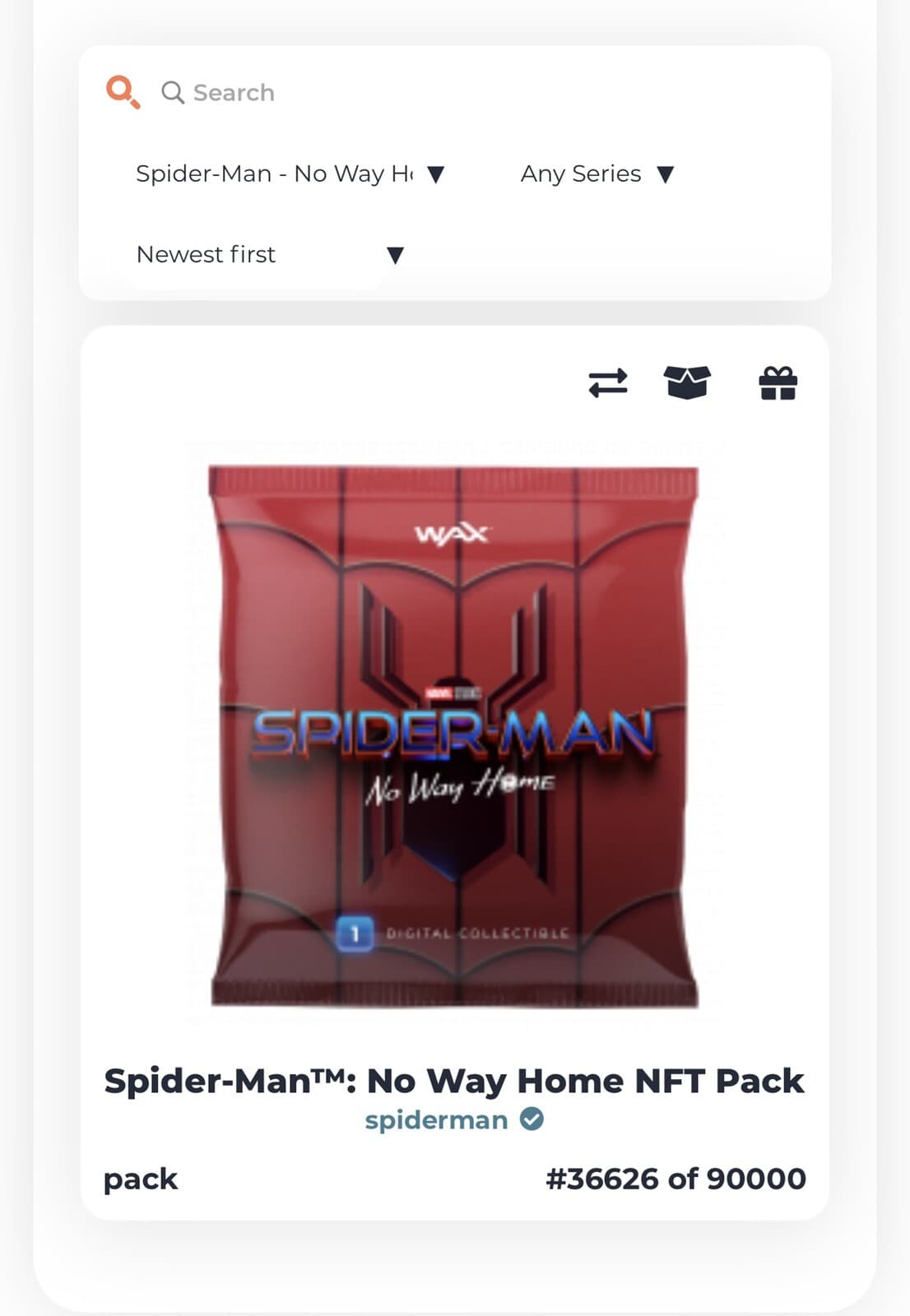 Spider-Man™: No Way Home NFT Packspiderman pack#36626 of 90000. AMC Exclusive 3