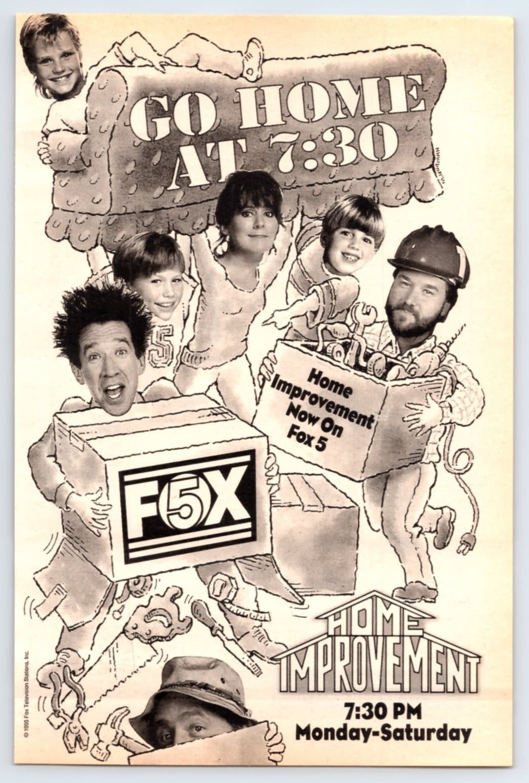 1995 HOME IMPROVEMENT 5"X7.5" AD FOX 5 New York City WNYW 1990's TV22