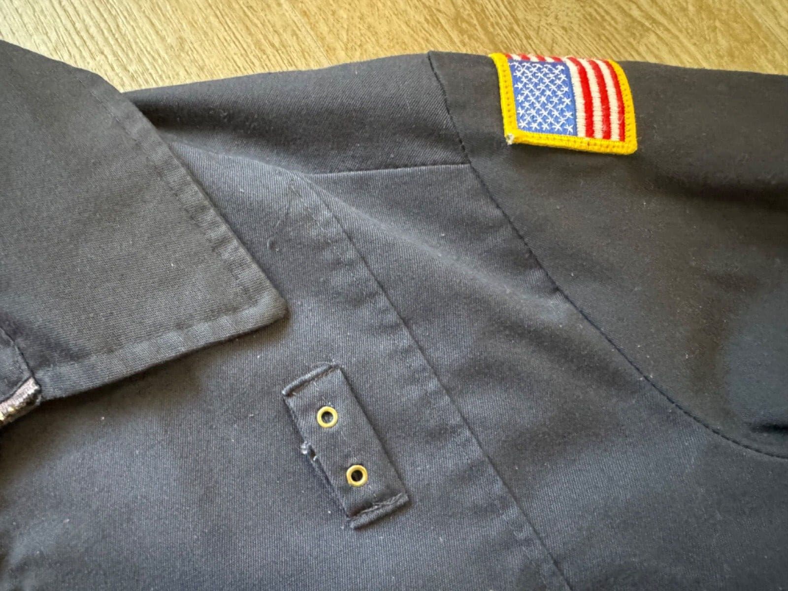 VINTAGE SUNNYSIDE FIRE DEPT WORK BLUE JACKET WITH TALON ZIPPER-MEN'S 46 5