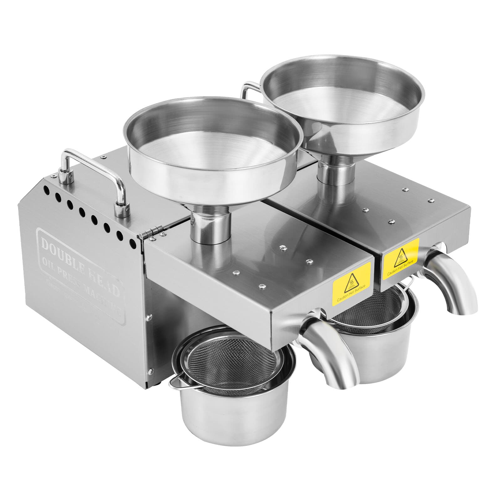 110v Automatic Oil Press Machine with Double Oil Outlets Stainless Oil Presser 6