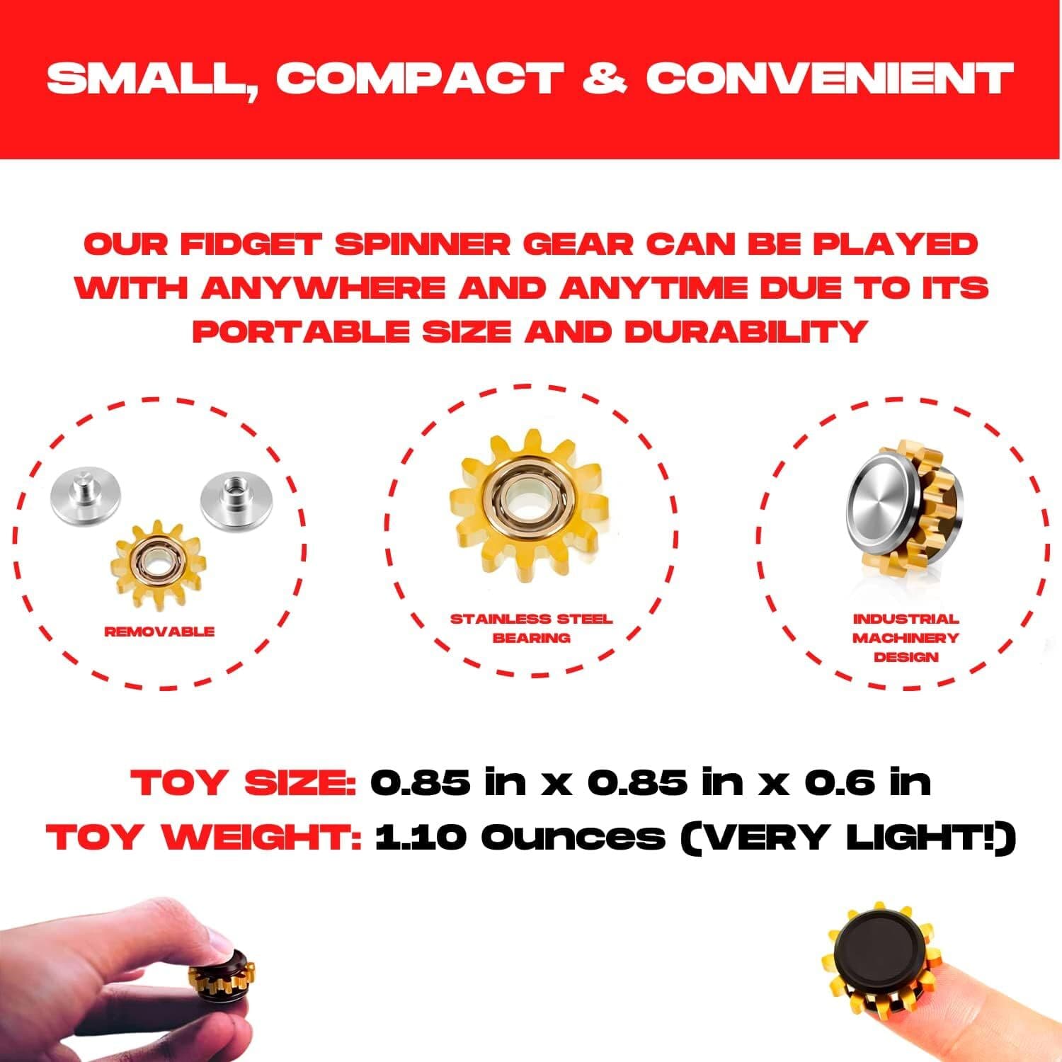 Copper Gear Fidget Spinner Toy for Anxiety, Stress, ADHD, Autism, 1 Count 4