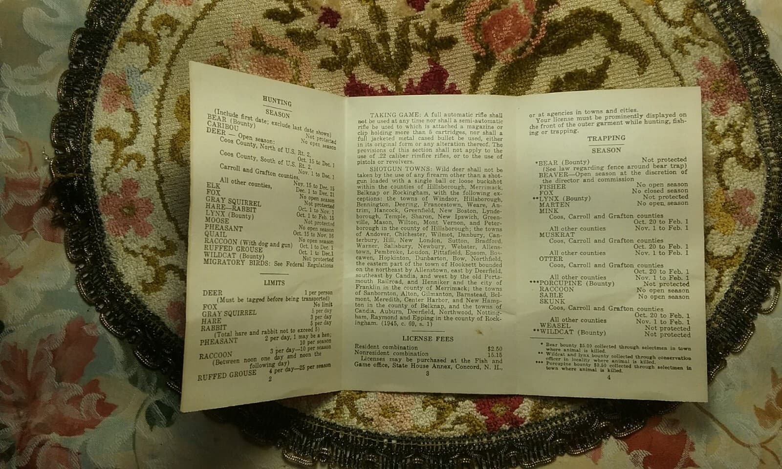 1946 NH Fish & Game Department Hunting and Trapping Laws Pamphlet 3