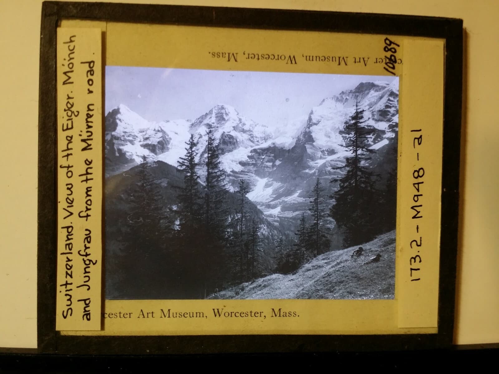 Eiger, Mönch Jungfrau, Switzerland, From Mürren Road, Magic Lantern Glass Slide 2
