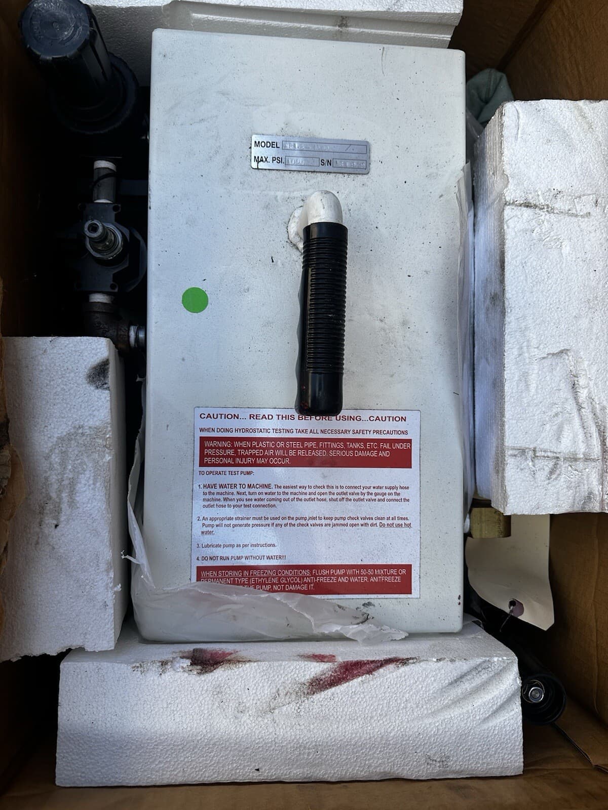 GENERAL PUMP HYDRO TEST HYDROSTATIC TESTER AR1.5-1000 PNEUMATIC 1000 PSI NEW BOX 4