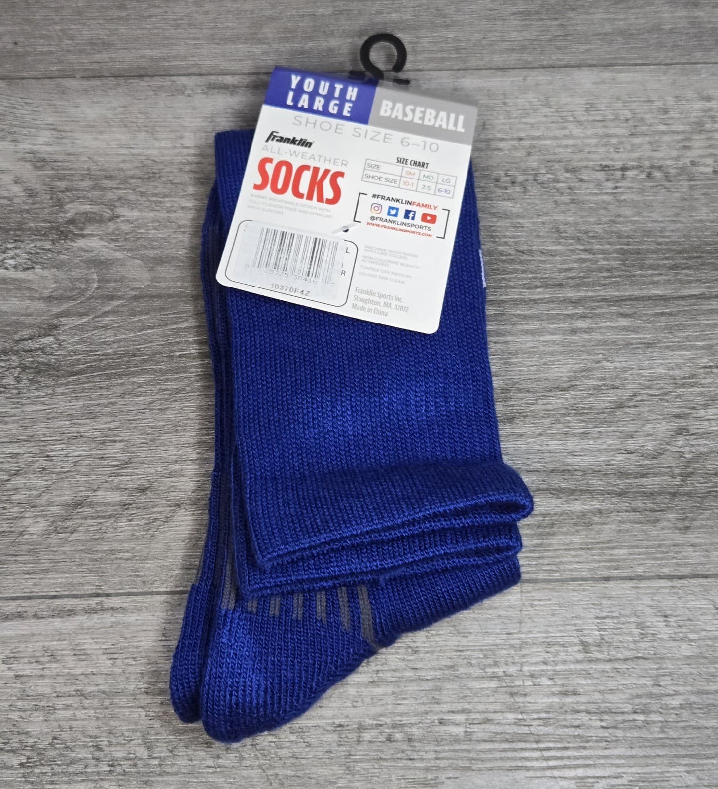 Franklin Youth Large Baseball Socks Royal Blue with Strip Shoe 1 Pair Size 6-10 4