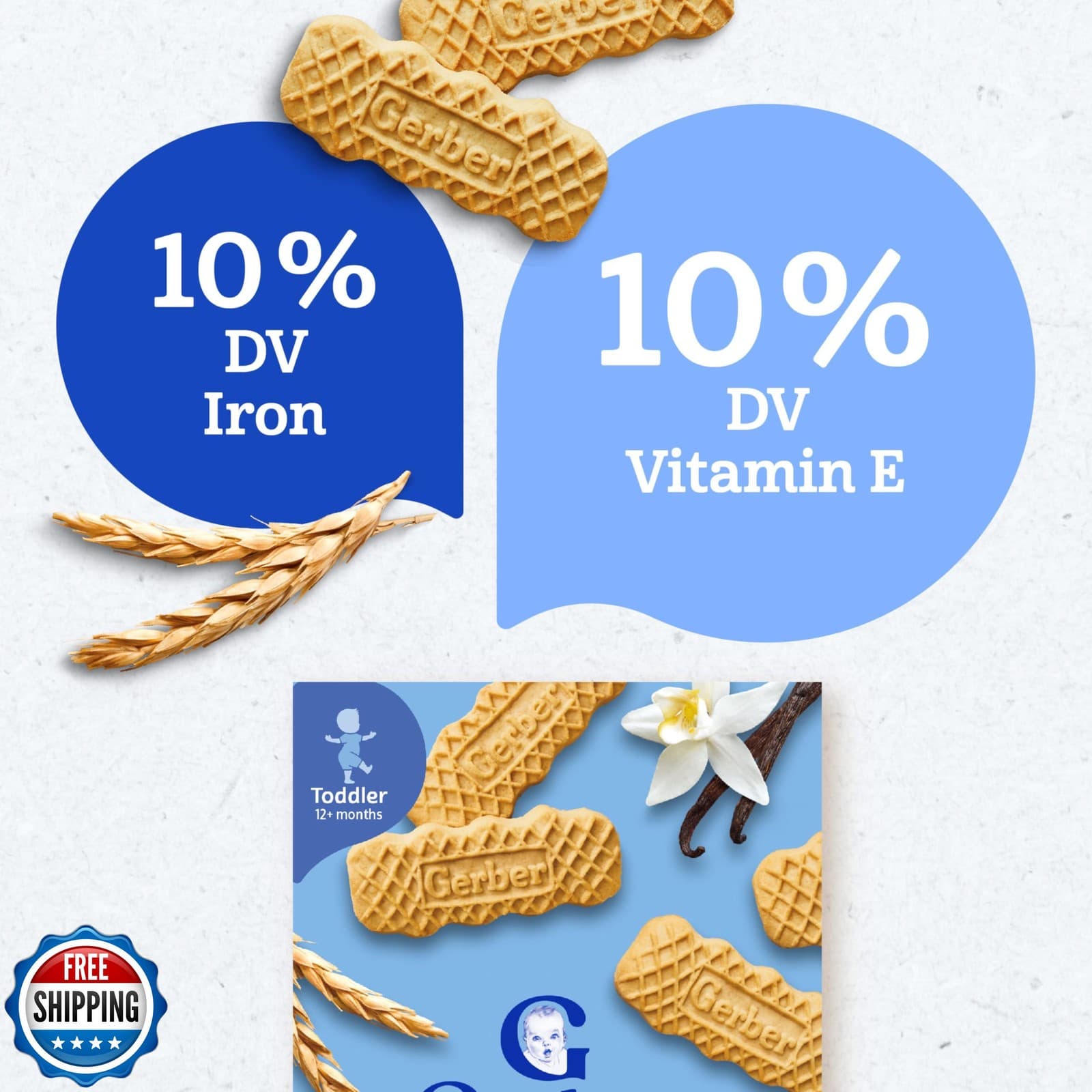 Gerber Lil Biscuits, Snacks for Toddlers, Toddler Cookies, Vitamin E, Iron, F 5