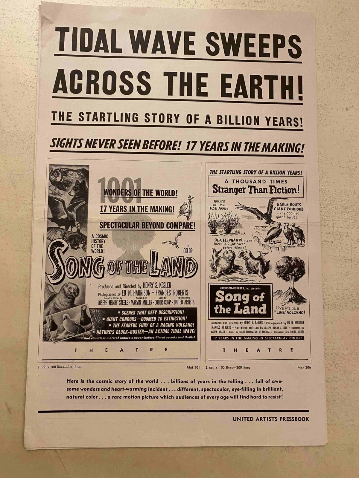 Song of the Land Pressbook 1953 17 Years in the Making!