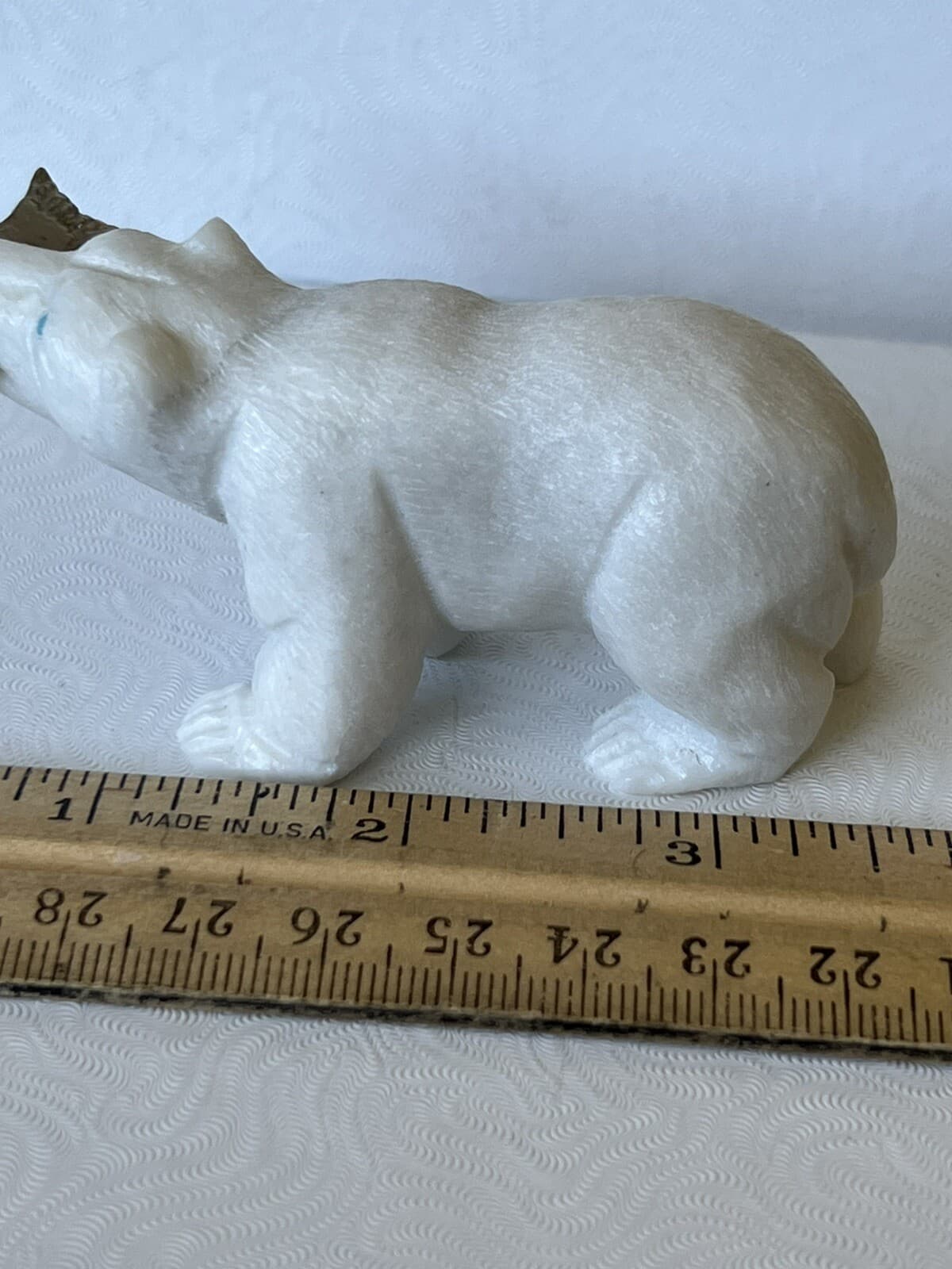Zuni White bear fetish​ Fish Gift by master carver HERBERT HIM, Sr. 8995 6