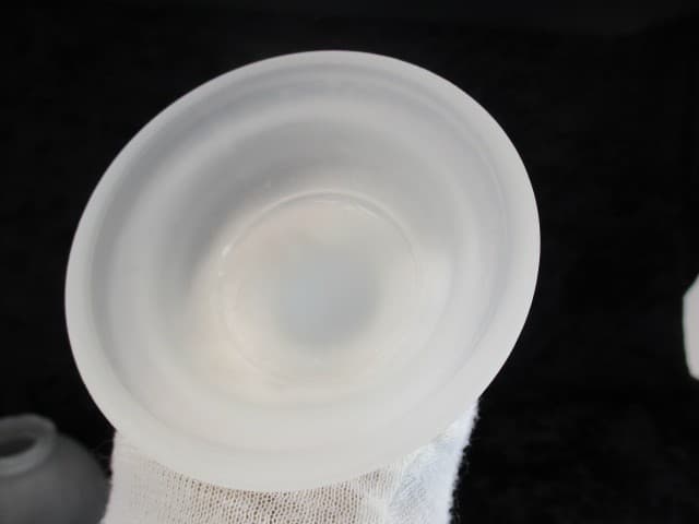 Frosted Glass Fairy Light Candle Votive Holder Scalloped Edges Made Taiwan LN EC 6