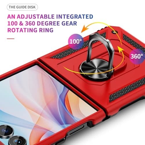  Compatible with Samsung Case with 360°Rotate Ring Magnetic Galaxy Z Flip 7 Red 2