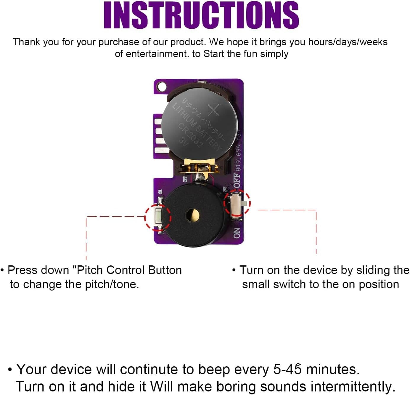 3Pcs Prank Device, Cricket Noise Maker Prank Beeping for Several Months Hidden S 3