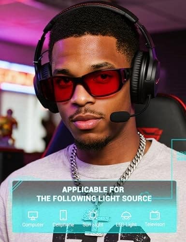  Sonia Sleep Glasses for Blue & 04. Upgraded- Jet Black Max Protect- Red Lens 3