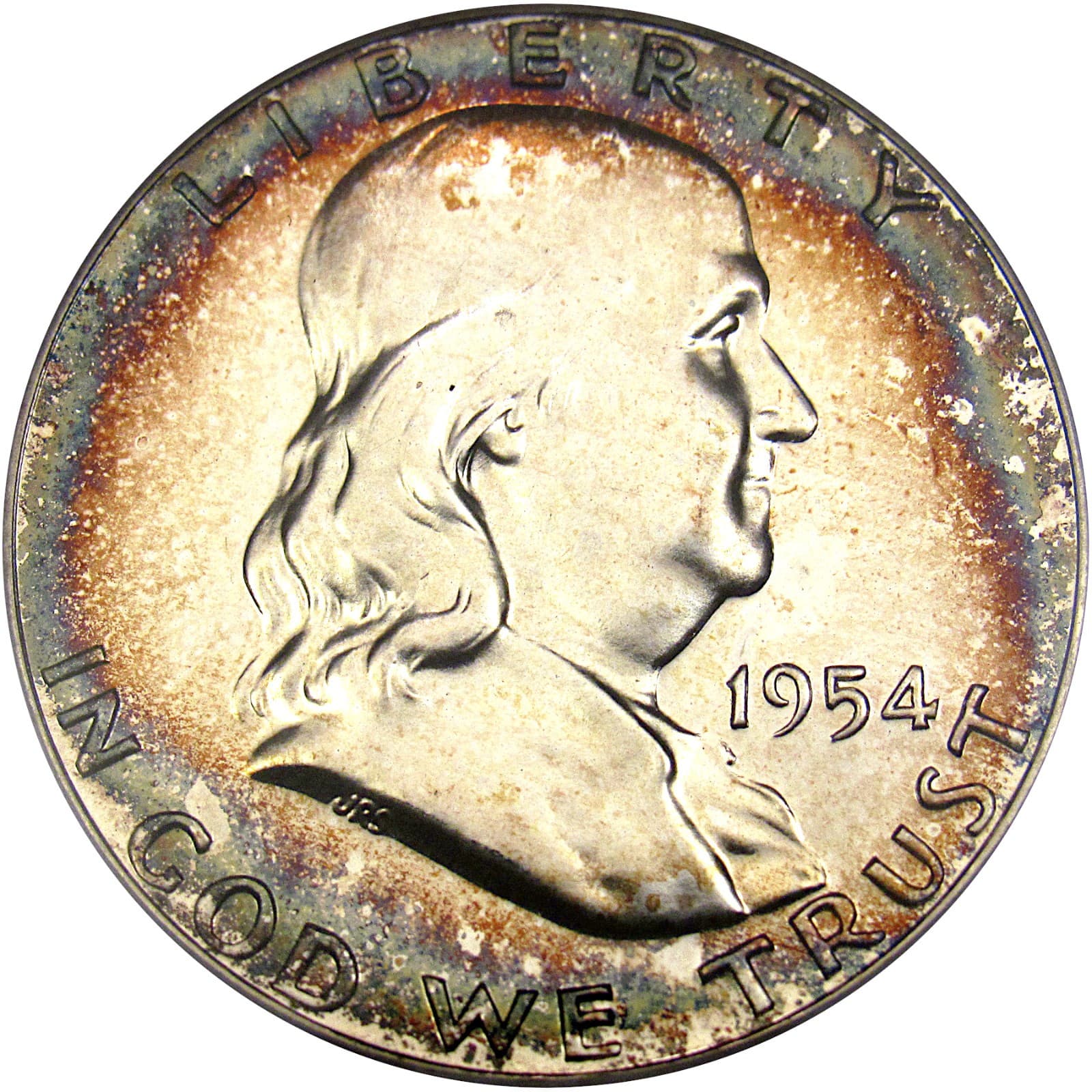 1954 50C PCGS / CAC PF64 FRANKLIN ~ RIM COLOR & NEARLY CAMEO! 2