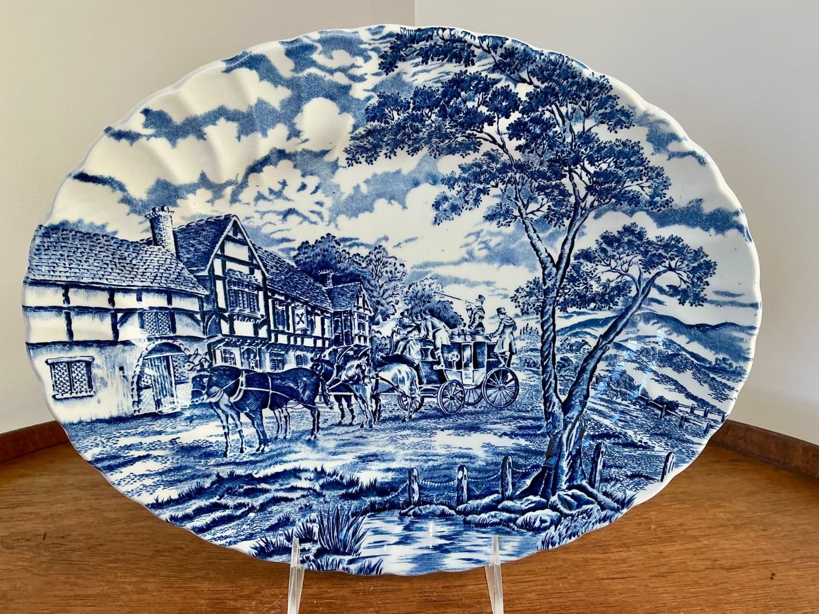 Vintage Myott ROYAL MAIL Serving Platter  ~  Blue & White ~ England 12 3/8” Oval 5