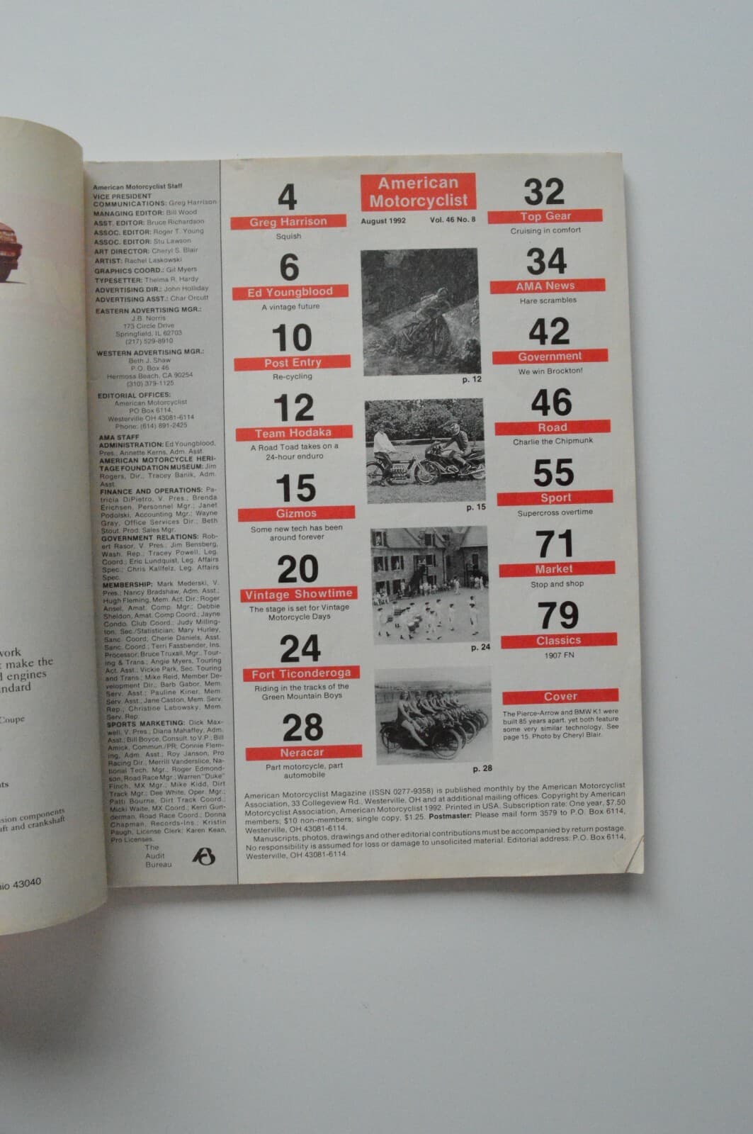 AMERICAN MOTORCYCLIST August 1992 FN 1907 Neracar  2