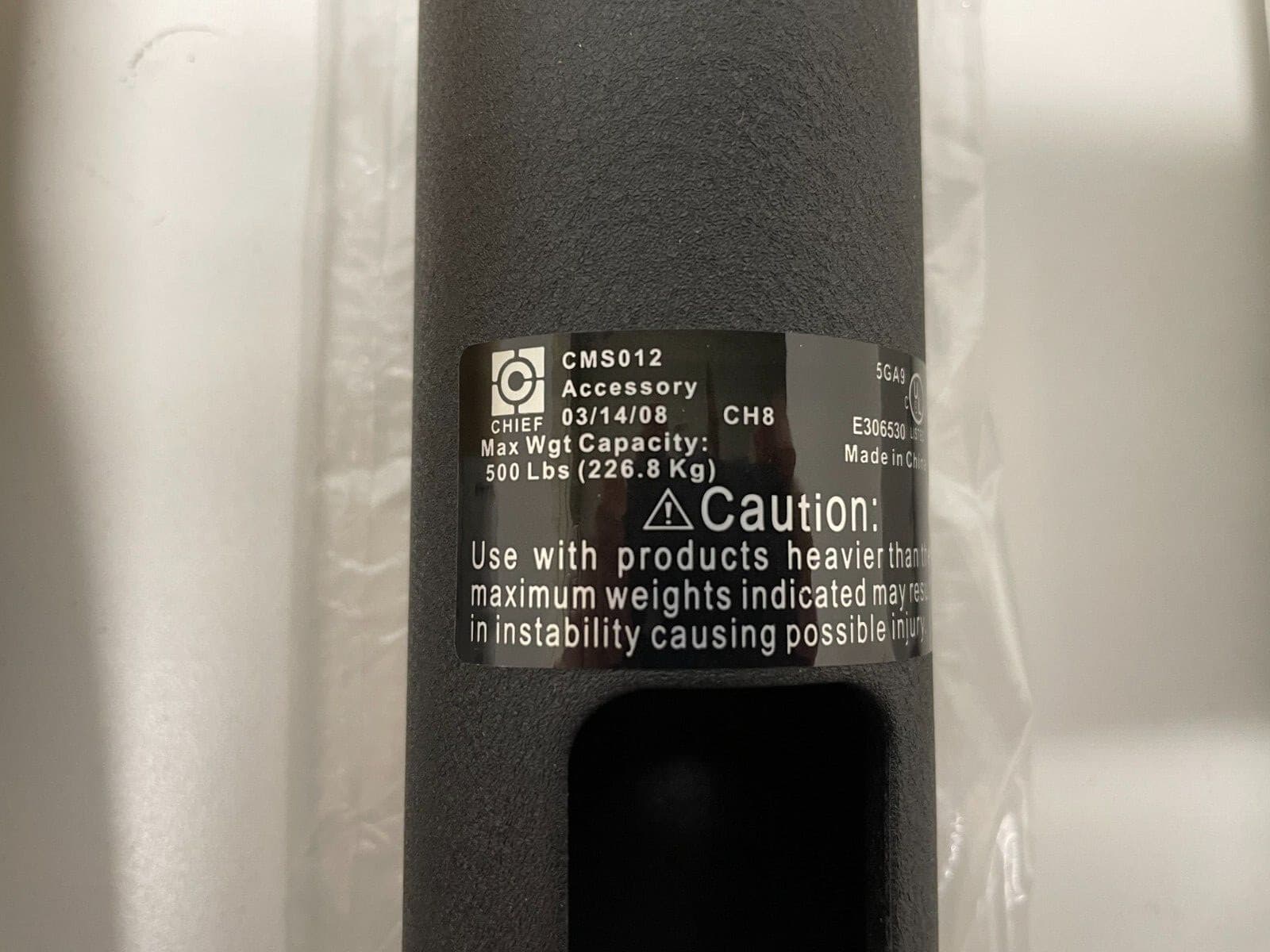 NEW Chief CMS012 Fixed Length Extension Colum 12" Black 2