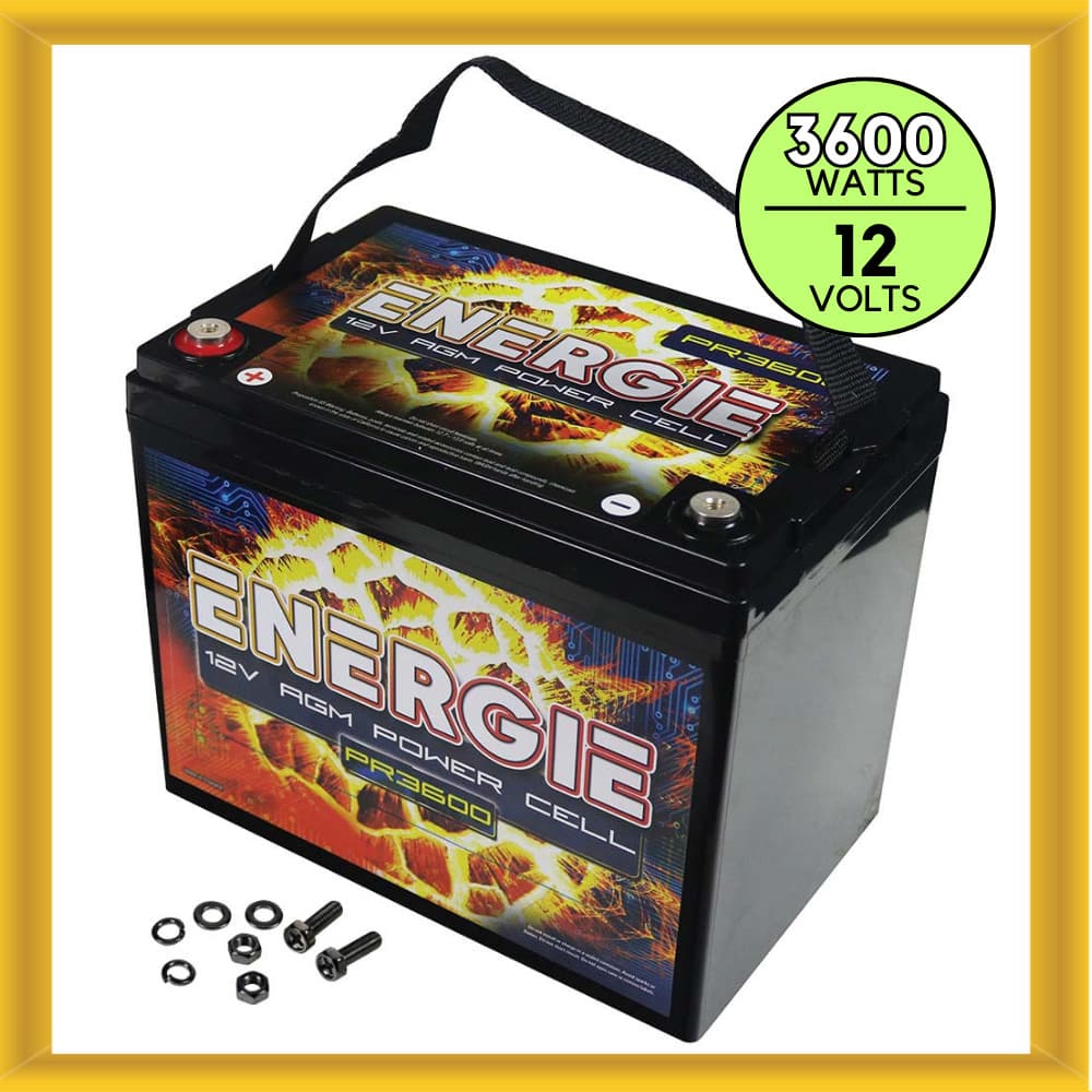 Energie PR3600 3600 Watt 75Ah Capacity 12 Volt Power Cell Positive Terminal Left