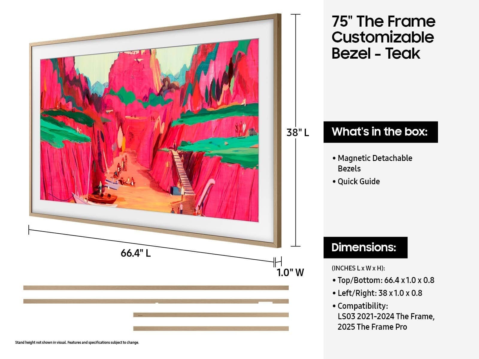 Samsung 75 inch The Frame Customizable Bezel In Modern Teak (2025) 2