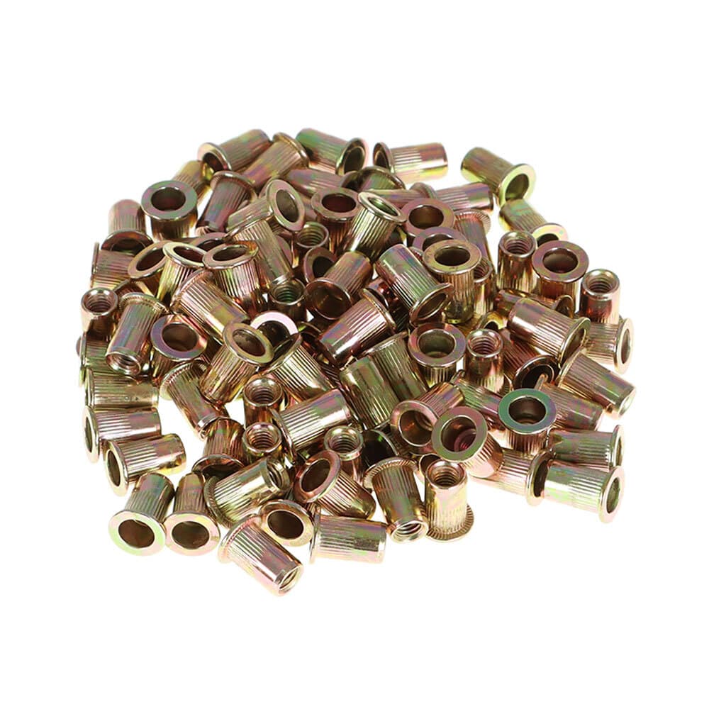 100 Pcs M6 Metric Carbon Steel Rivet Nut Flat Head Threaded Insert Nutsert US