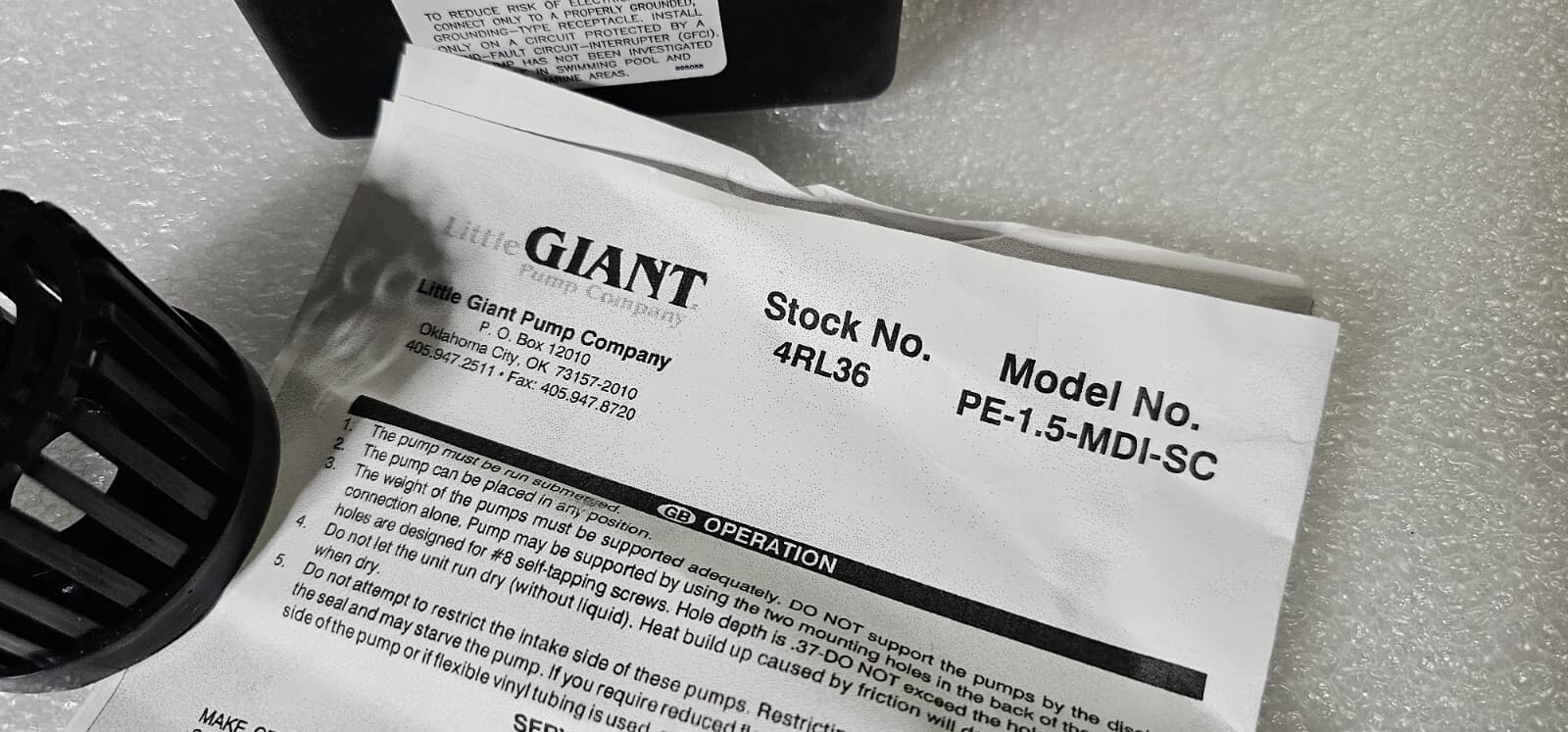 Little Giant 589204 PE-1.5-MDI-SC Magnetic Drive Pump 1/35HP 1/4 MNPT x 1/2 MNPT 3