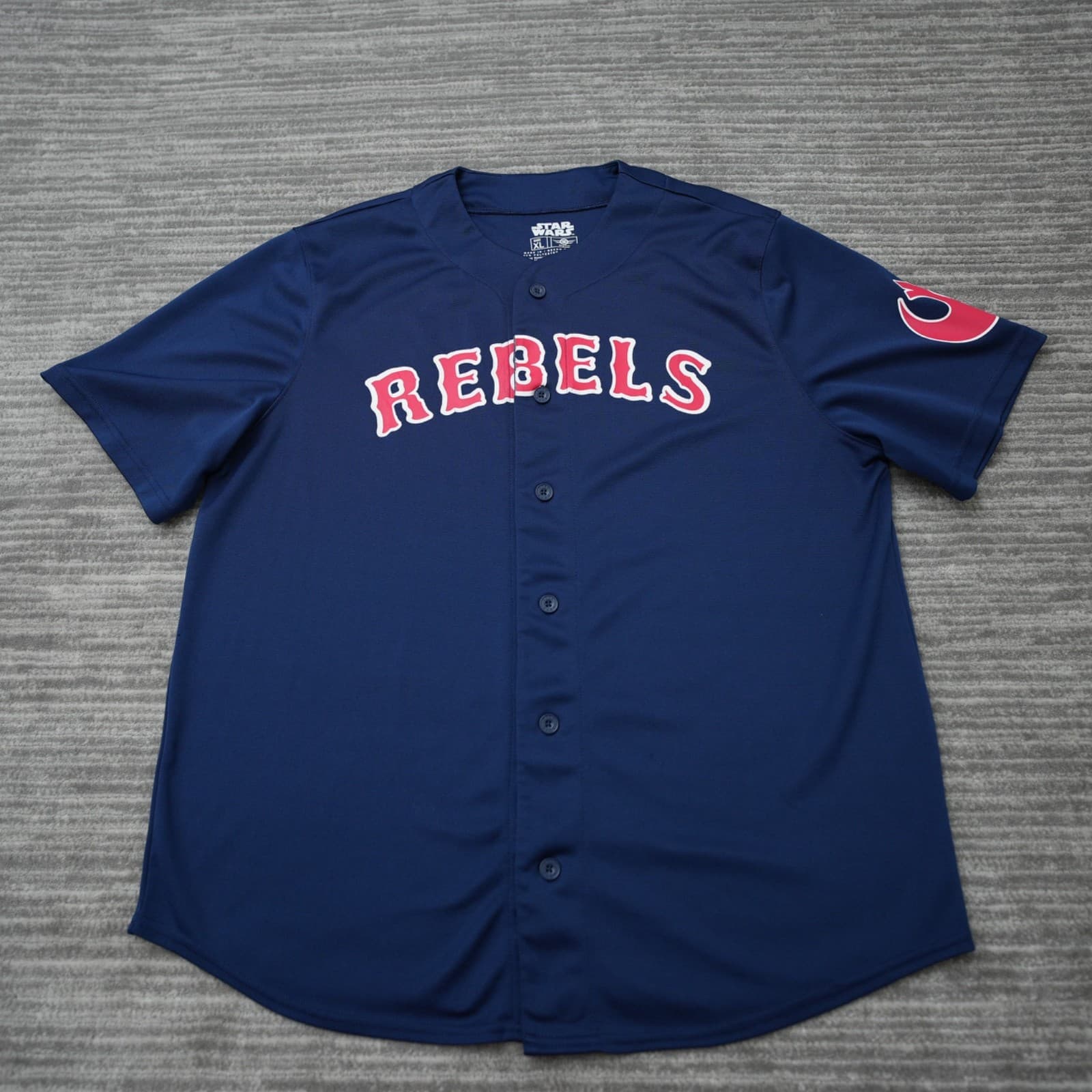 Star Wars Rebels 77 Luke Skywalker Baseball Jersey Shirt Size XL Blue Red