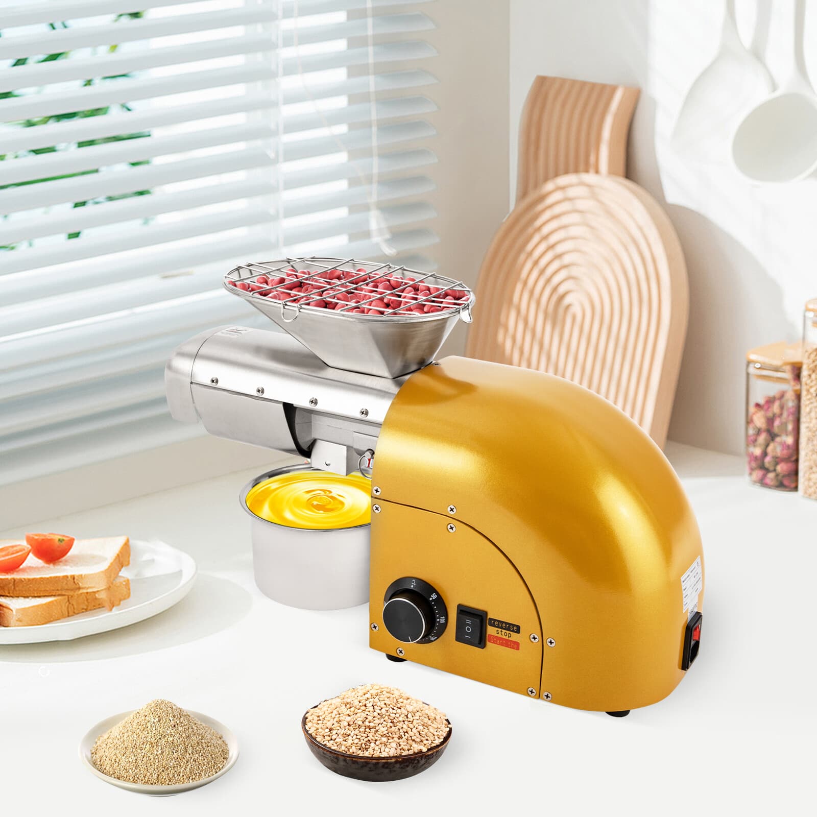 Oil Press Machine Nut Seeds Oil Extractor Beans Expeller Cold & Hot 1800W Home 2